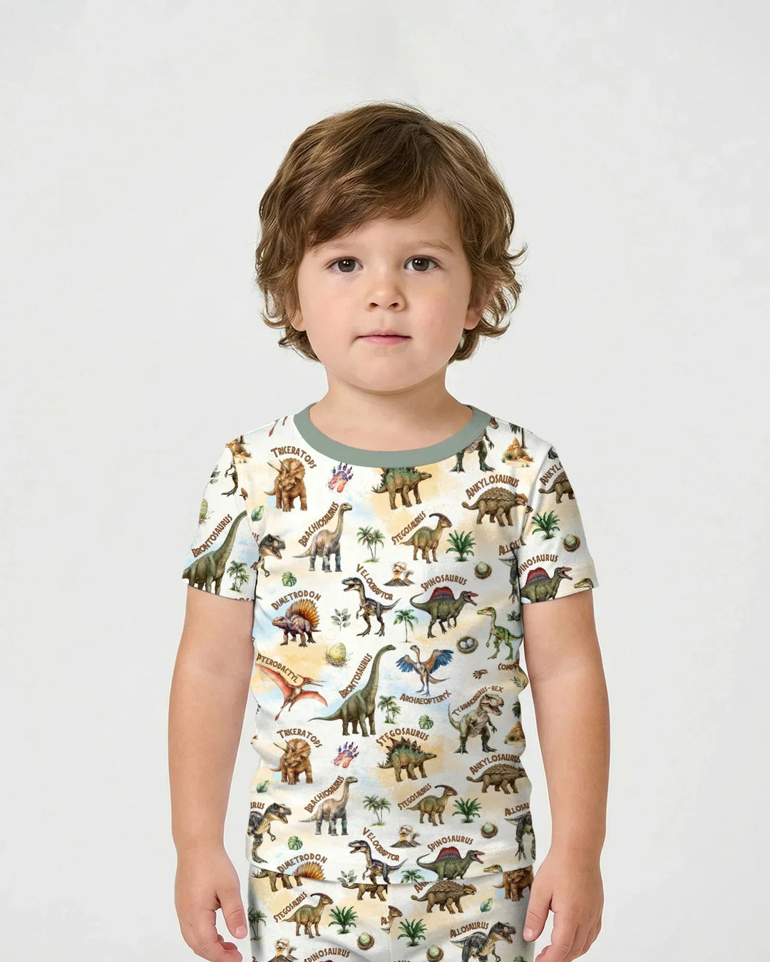 Dino Discovery Bamboo Two Piece Short Sleeve Shorts Pajama Set