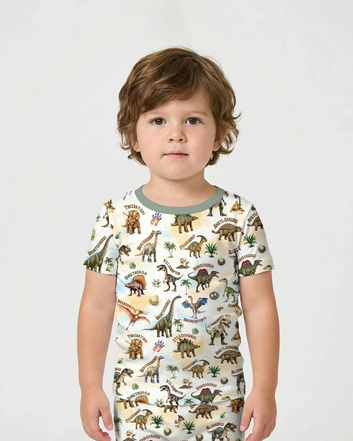 Dino Discovery Bamboo Two Piece Short Sleeve Shorts Pajama Set