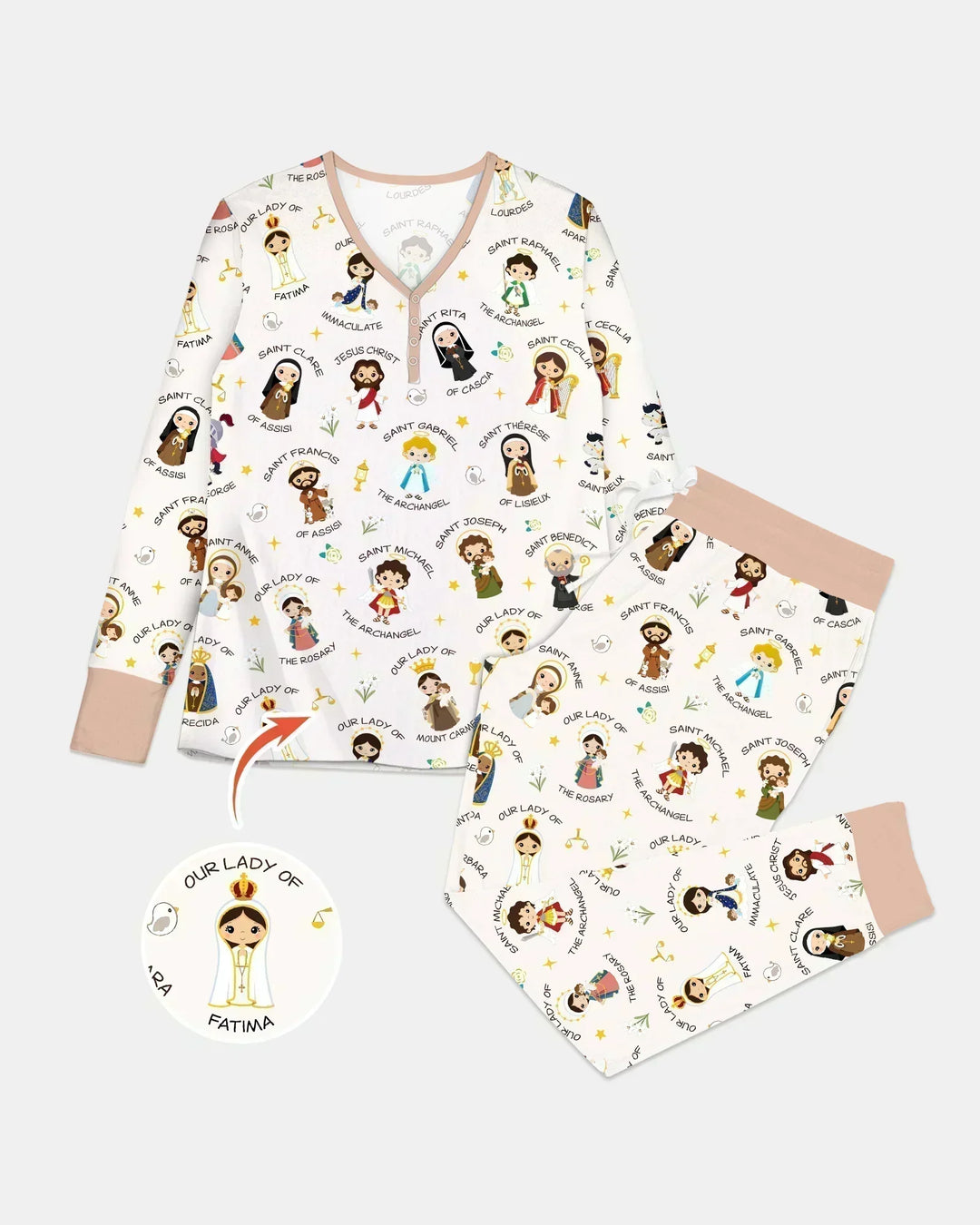 Pray For Us Family Matching Bamboo Women Pajama Set