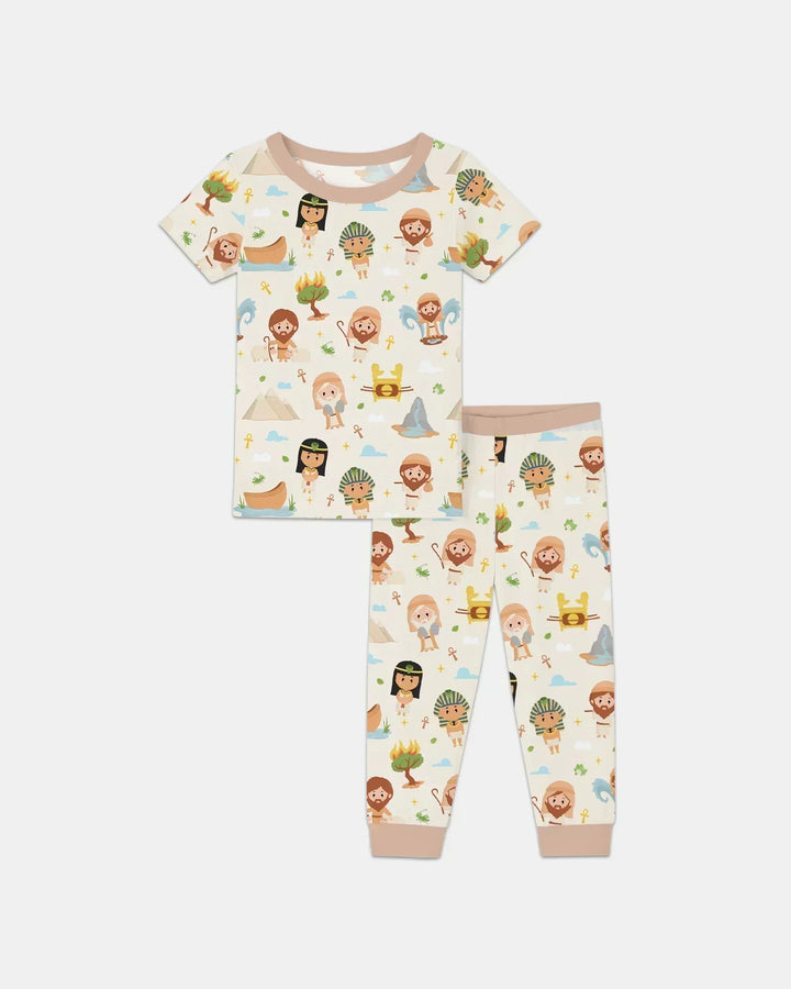 Moses Story Bamboo Two Piece Short Sleeve Pajama Set