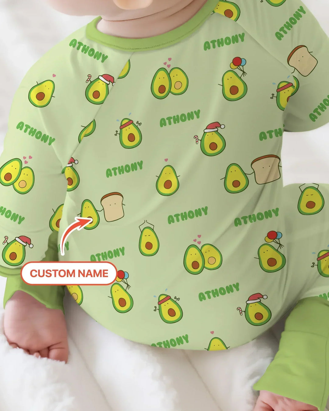 Custom Name Cute Avocado Bamboo Convertible Zippy