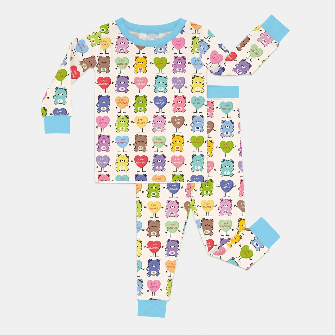 Rainbow Bears Affirmation Bamboo Two Piece Long Sleeve Pajama Set