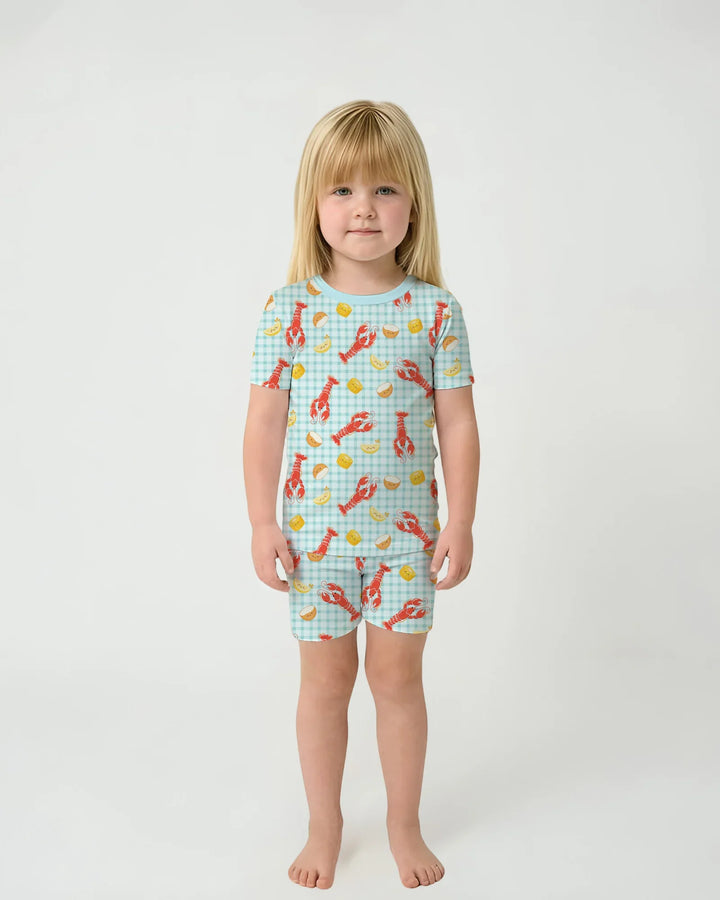 Preppy Crawfish Season Bamboo Two Piece Short Sleeve Shorts Pajama Set