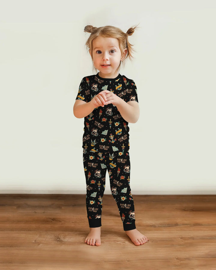 Rad Dad Society Daddy & Me Matching Bamboo Two Piece Short Sleeve Pajama Set
