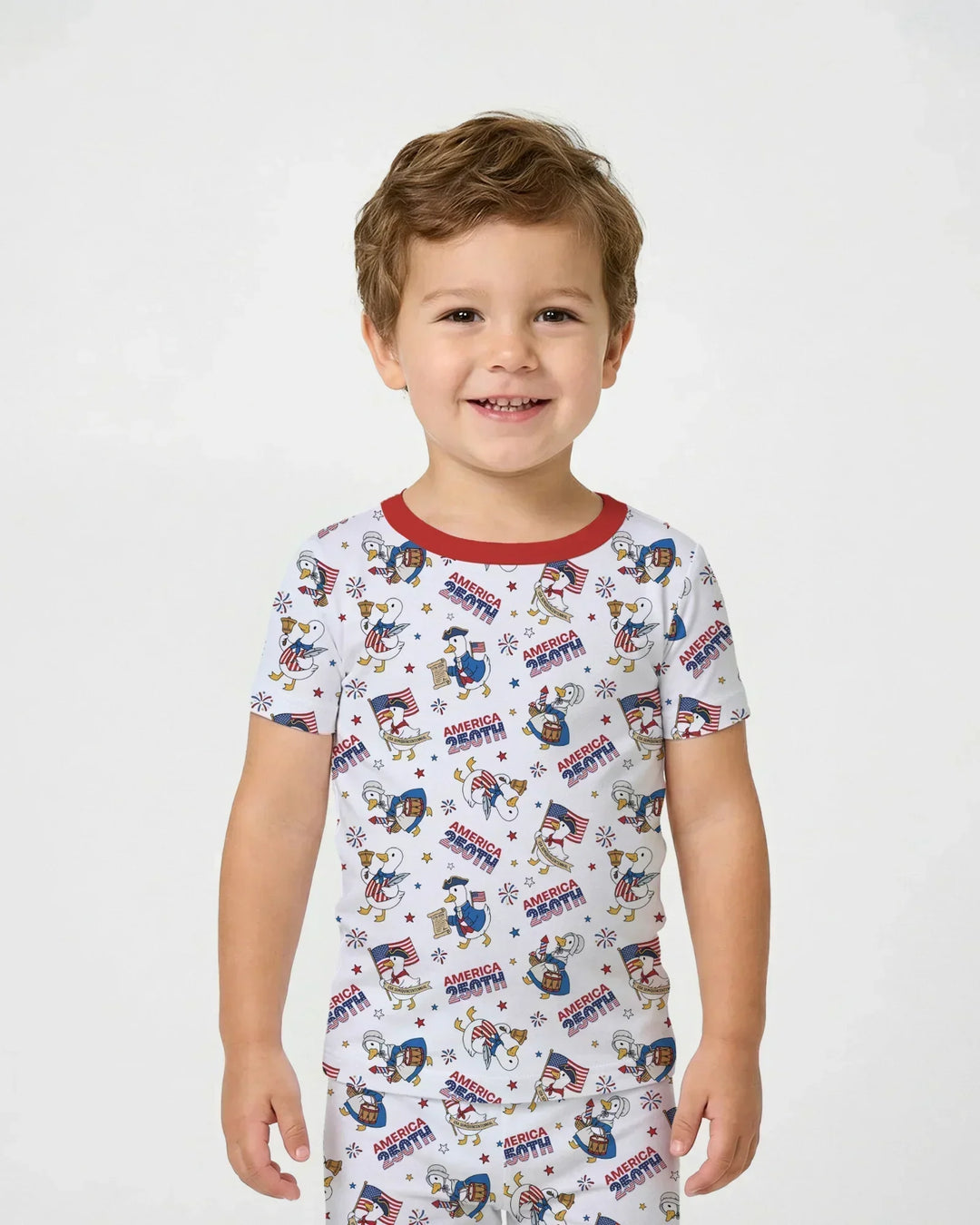 Patriotic Goose Celebrating 250 Years Bamboo Two Piece Short Sleeve Pajama Set