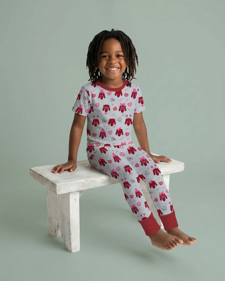 Dachshund Is My Valentine Bamboo Two Piece Short Sleeve Pajama Set