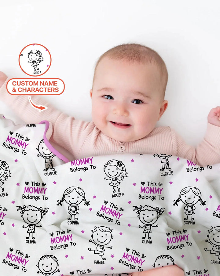 Custom Name "This Mommy Belongs To" Doodle Bamboo Blanket