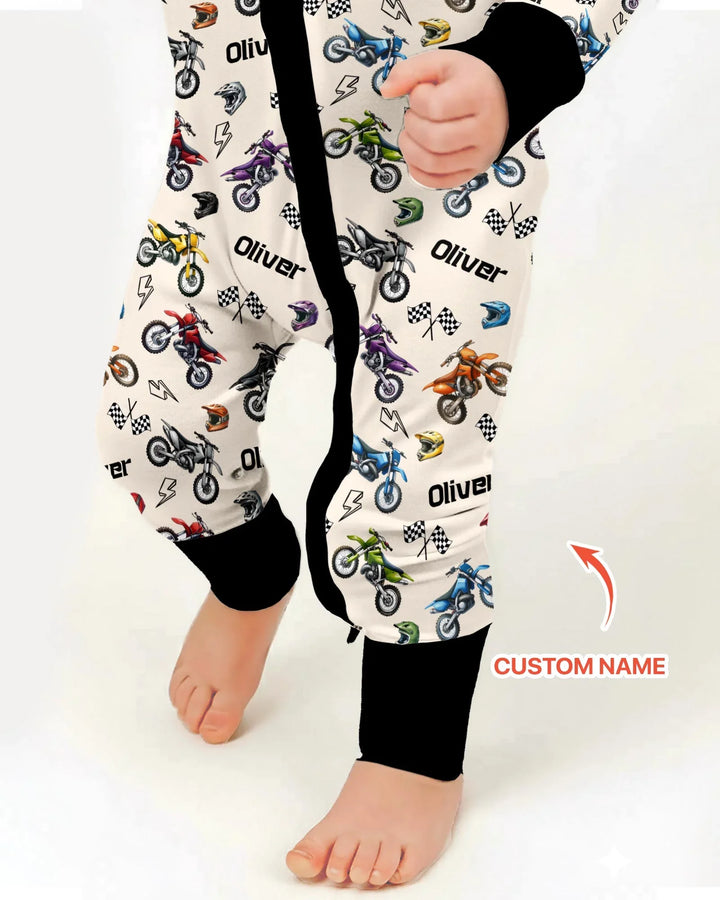 Custom Name Little Dirt Bike Rider Bamboo Convertible Zippy