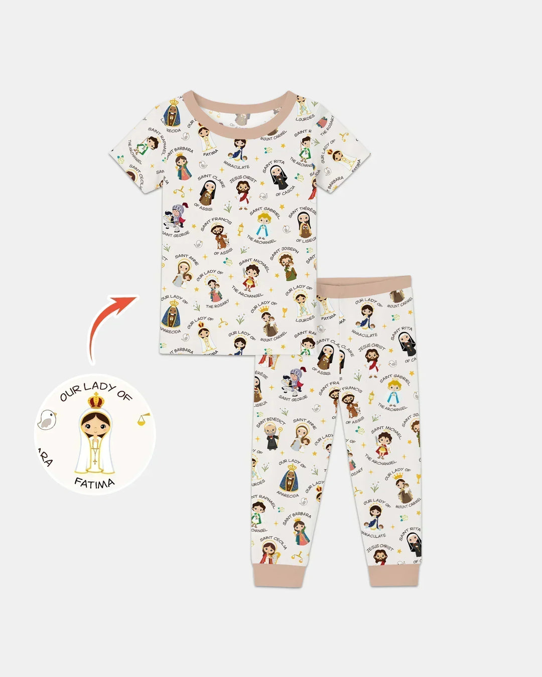 Pray For Us Family Matching Bamboo Two Piece Short Sleeve Pajama Set
