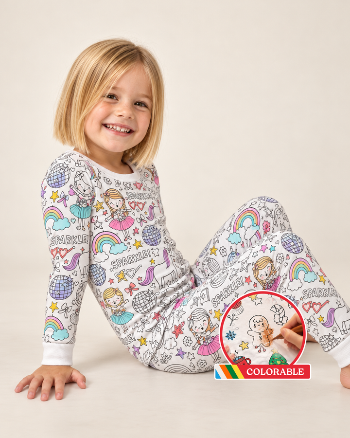 Little Princess Colorable Bamboo Two Piece Pyjamas Set