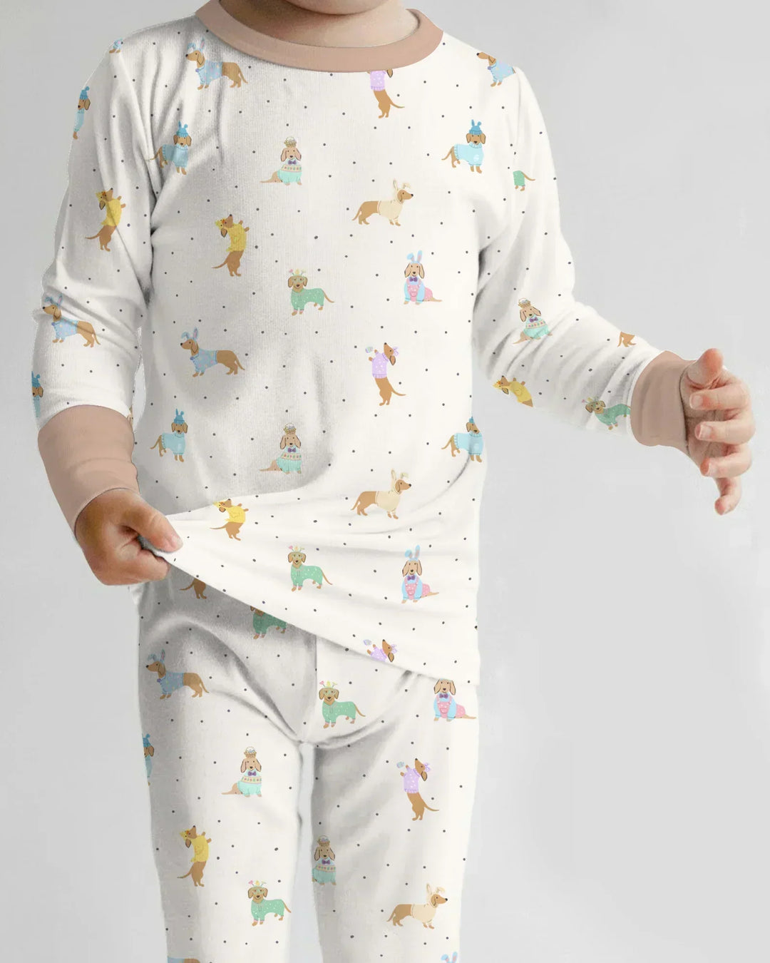 Easter Dachshund Bamboo Two Piece Long Sleeve Pajama Set