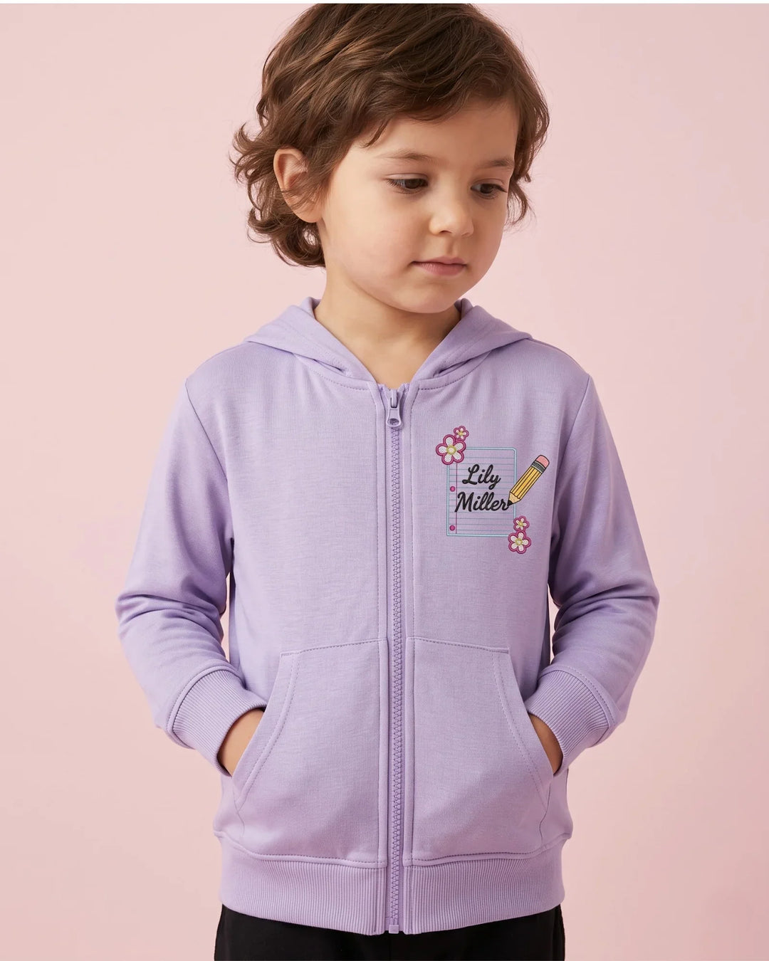 Custom Name Little Learner Label Embroidered Bamboo Zip Hoodie