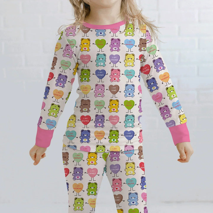 Rainbow Bears Affirmation Bamboo Two Piece Long Sleeve Pajama Set