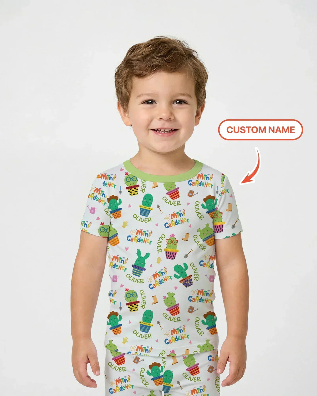 Custom Name Mini Gardener Bamboo Two Piece Short Sleeve Pajama Set
