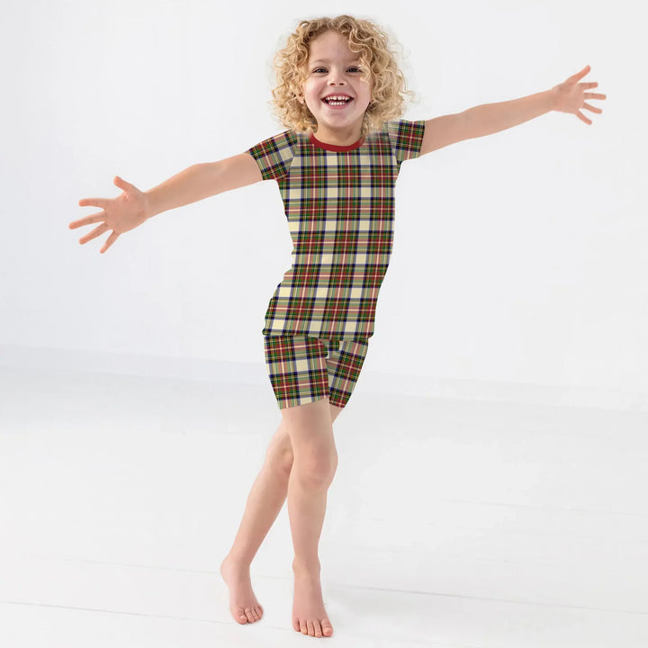 Cozy Evergreen Plaid Bamboo Two Piece Short Sleeve Shorts Pajama Set