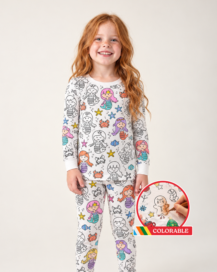 Little Mermaid Colorable Bamboo Two Piece Pyjamas Set