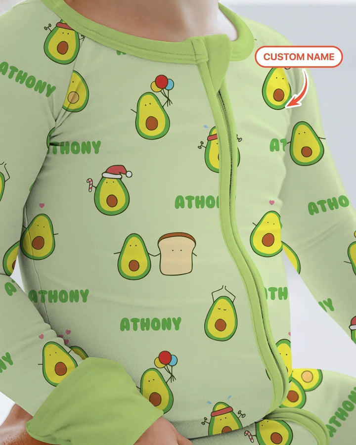 Custom Name Cute Avocado Bamboo Convertible Zippy
