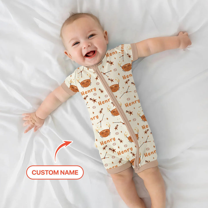 Bohemian Baby Zodiac Signs Custom Name Bamboo Shorty Zippy