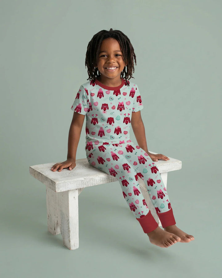 Dachshund Is My Valentine Bamboo Two Piece Short Sleeve Pajama Set