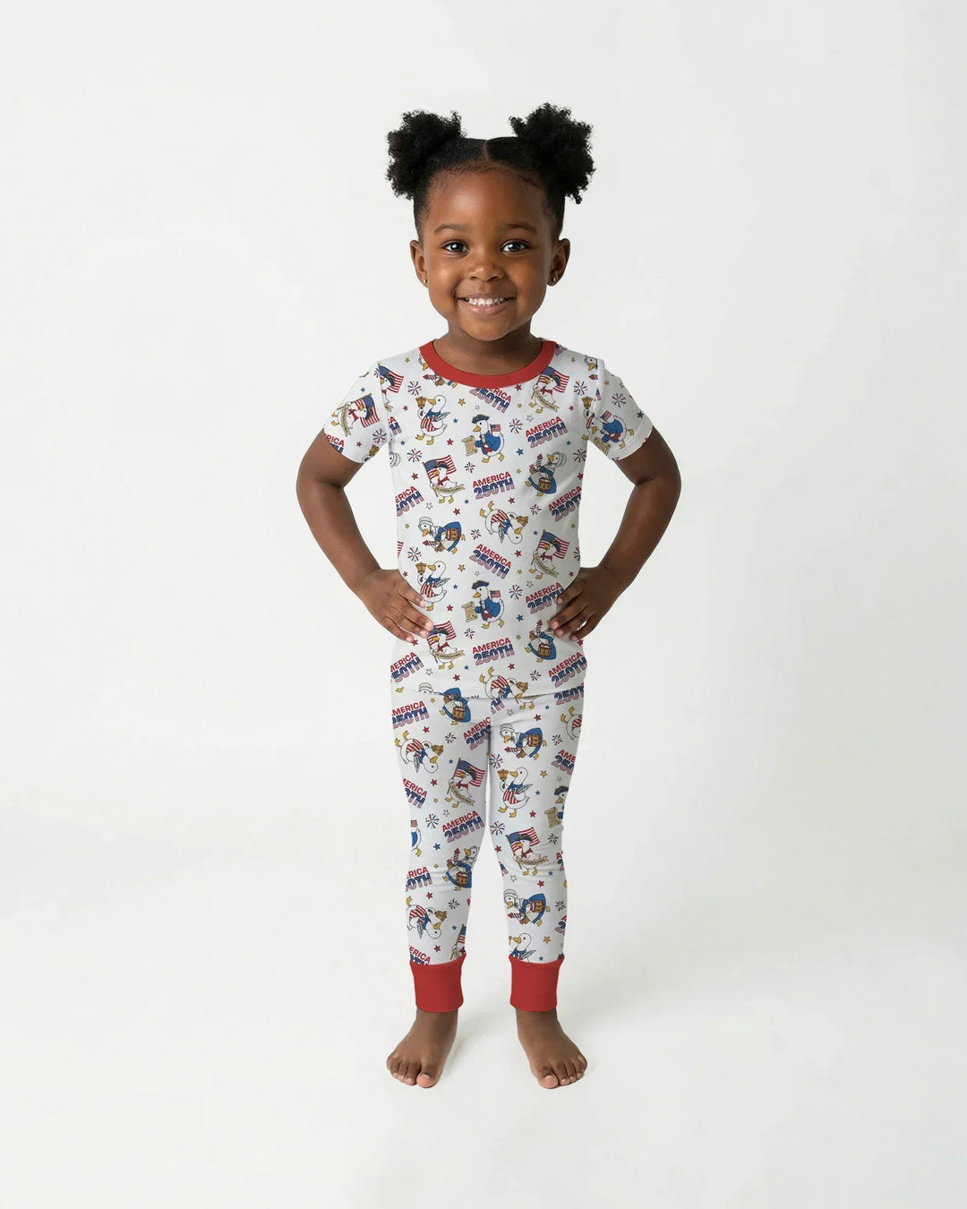 Patriotic Goose Celebrating 250 Years Bamboo Two Piece Short Sleeve Pajama Set
