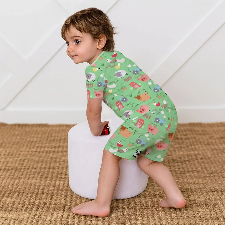 Farm Yard Bamboo Two Piece Short Sleeve Shorts Pajama Set