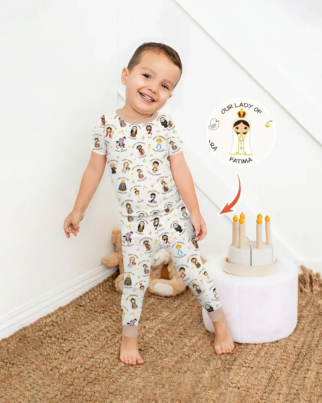 Pray For Us Family Matching Bamboo Two Piece Short Sleeve Pajama Set