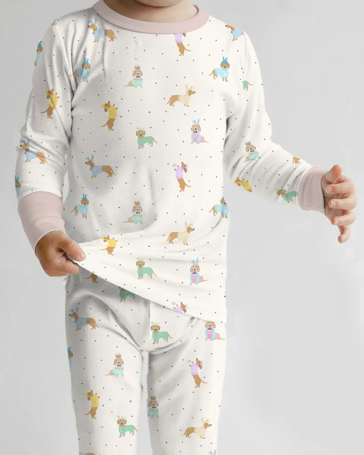 Easter Dachshund Bamboo Two Piece Long Sleeve Pajama Set