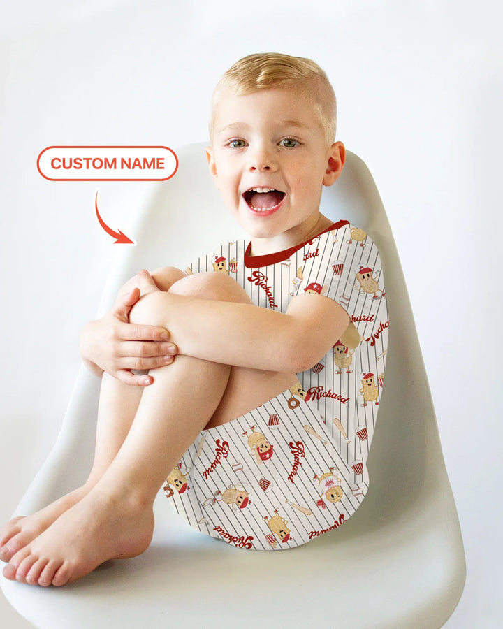 Custom Nam Retro Ballgame Bamboo Two Piece Short Sleeve Shorts Pajama Set
