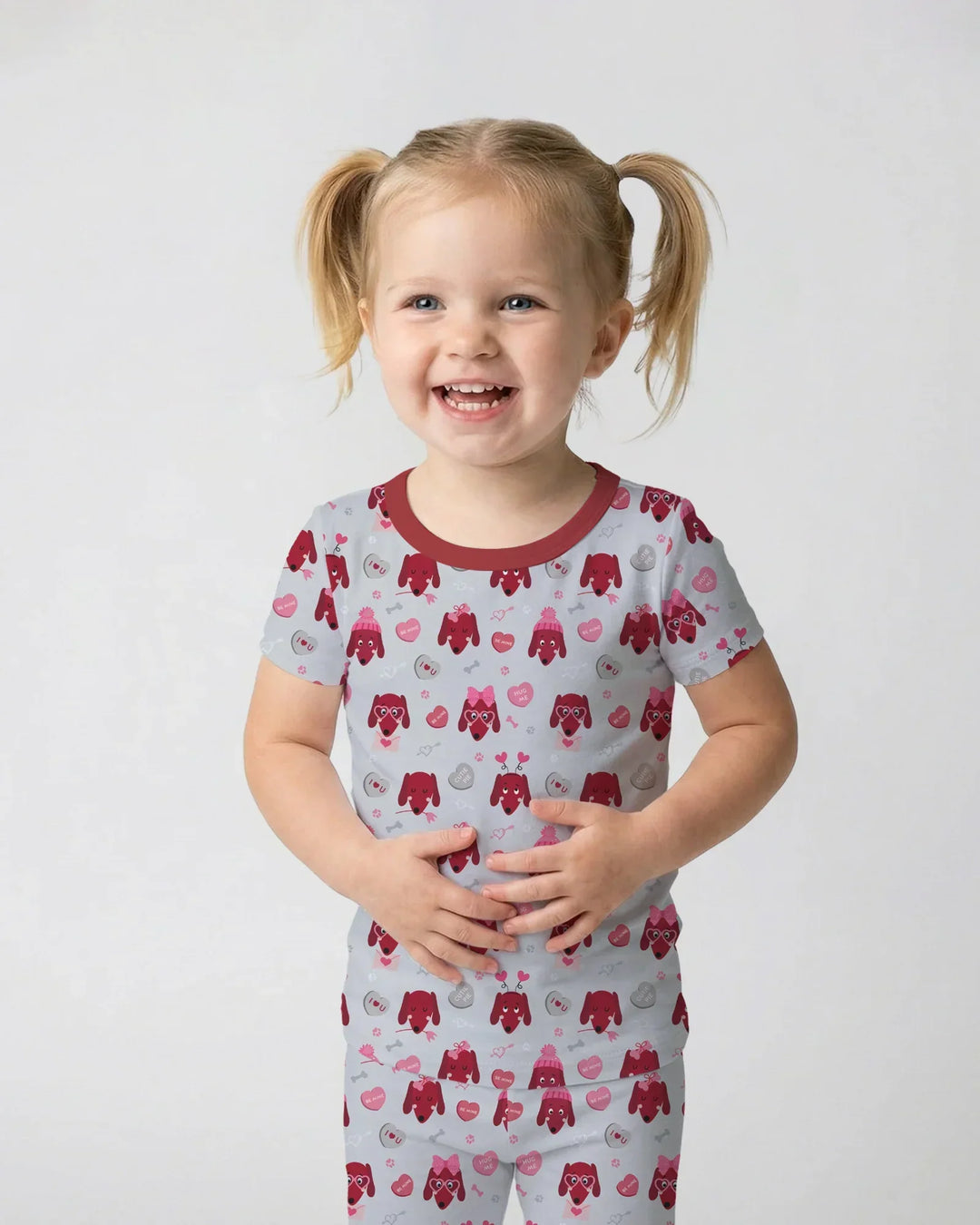 Dachshund Is My Valentine Bamboo Two Piece Short Sleeve Pajama Set