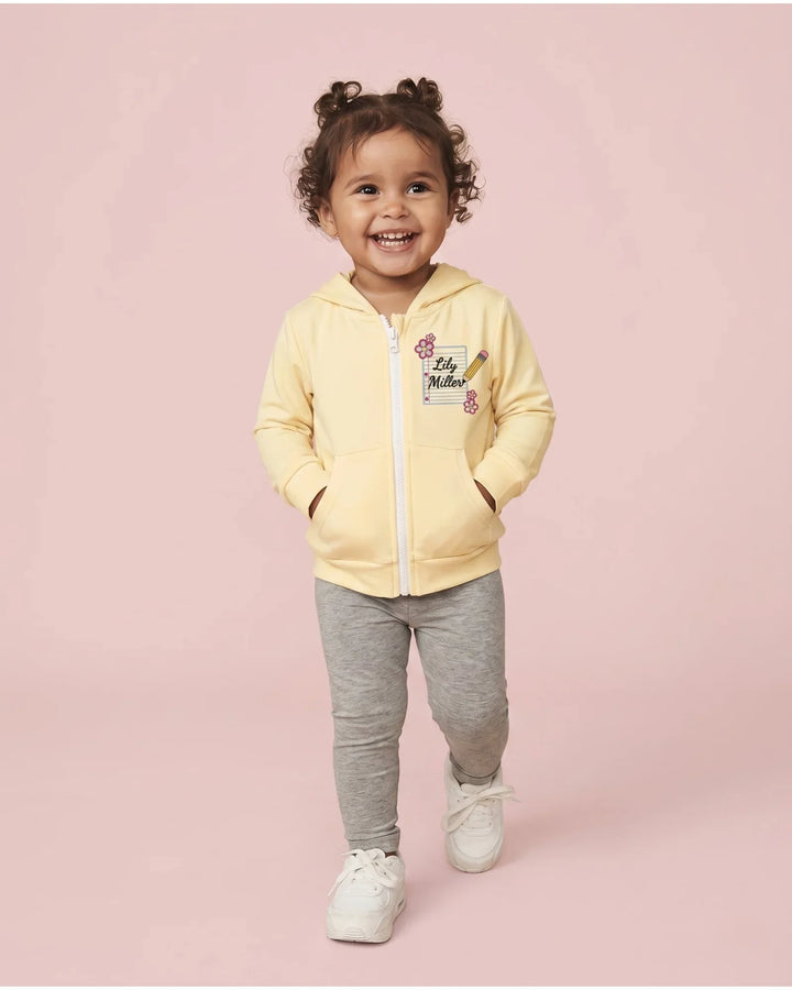 Custom Name Little Learner Label Embroidered Bamboo Zip Hoodie