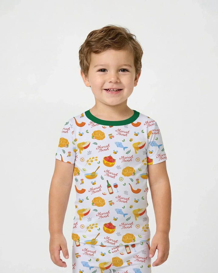 Shanah Tovah Family Matching Bamboo Two Piece Short Sleeve Pajama Set
