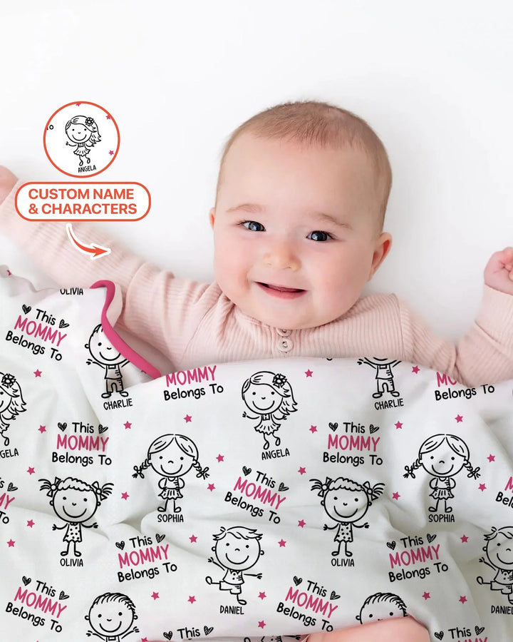 Custom Name "This Mommy Belongs To" Doodle Bamboo Blanket