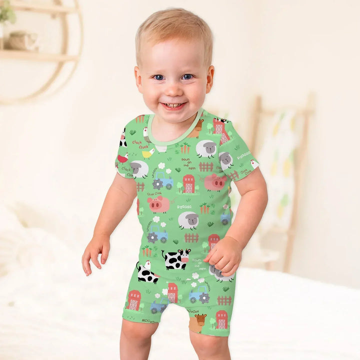Farm Yard Bamboo Two Piece Short Sleeve Shorts Pajama Set