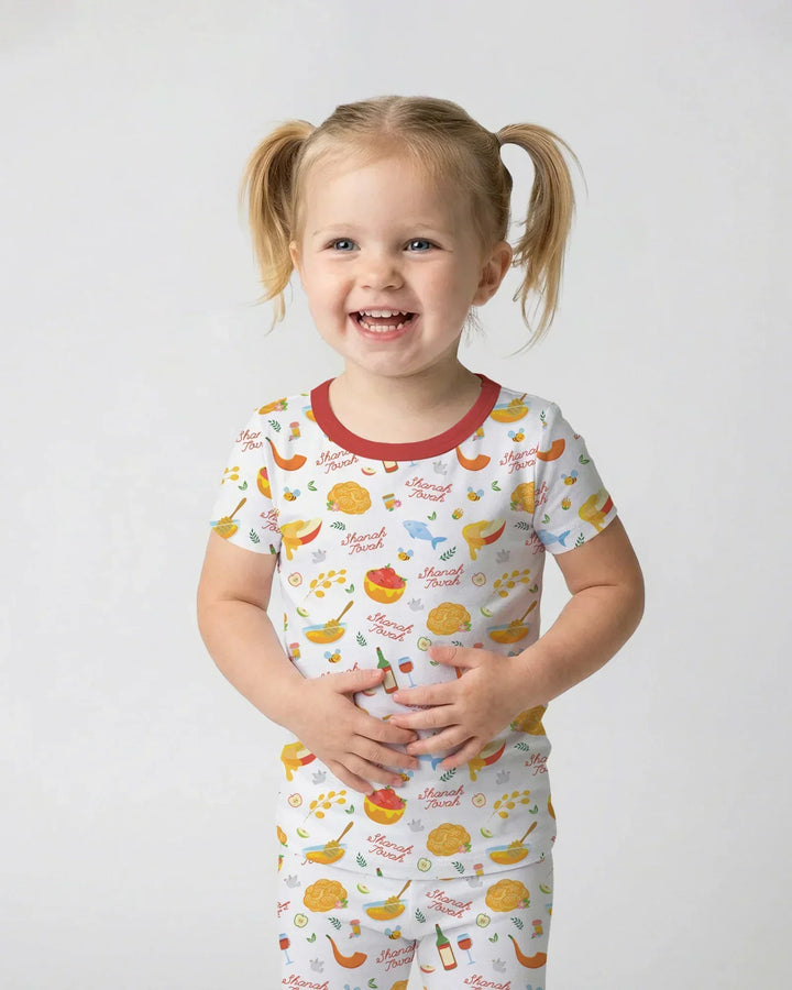 Shanah Tovah Family Matching Bamboo Two Piece Short Sleeve Pajama Set