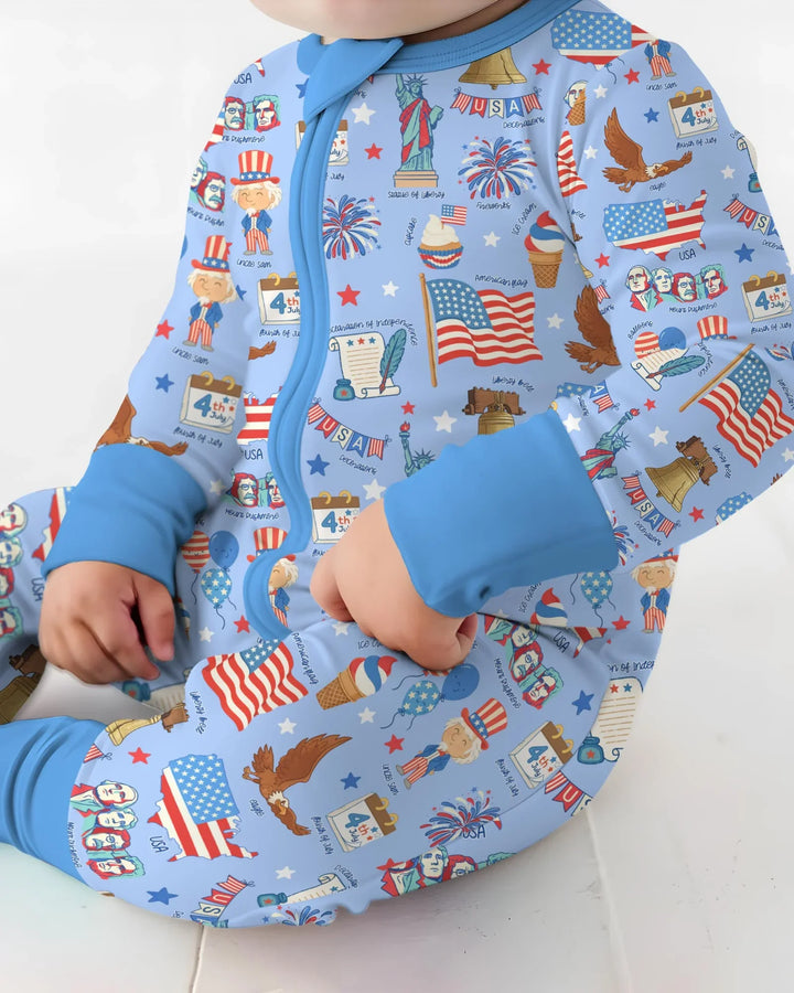 Hand Drawn Patriotic Iconic Bamboo Convertible Zippy