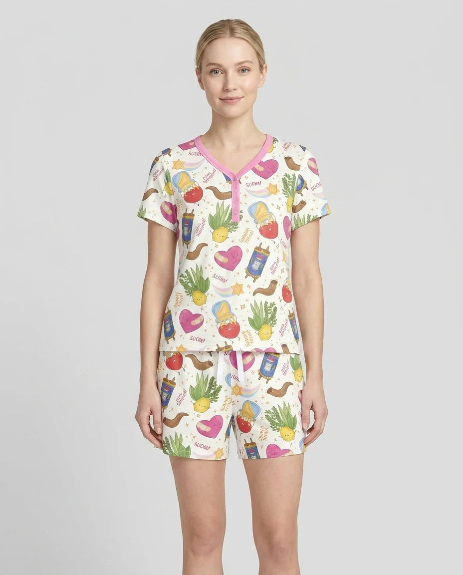 Jewish High Holidays Bamboo Women Short Sleeve Short Pajama Set