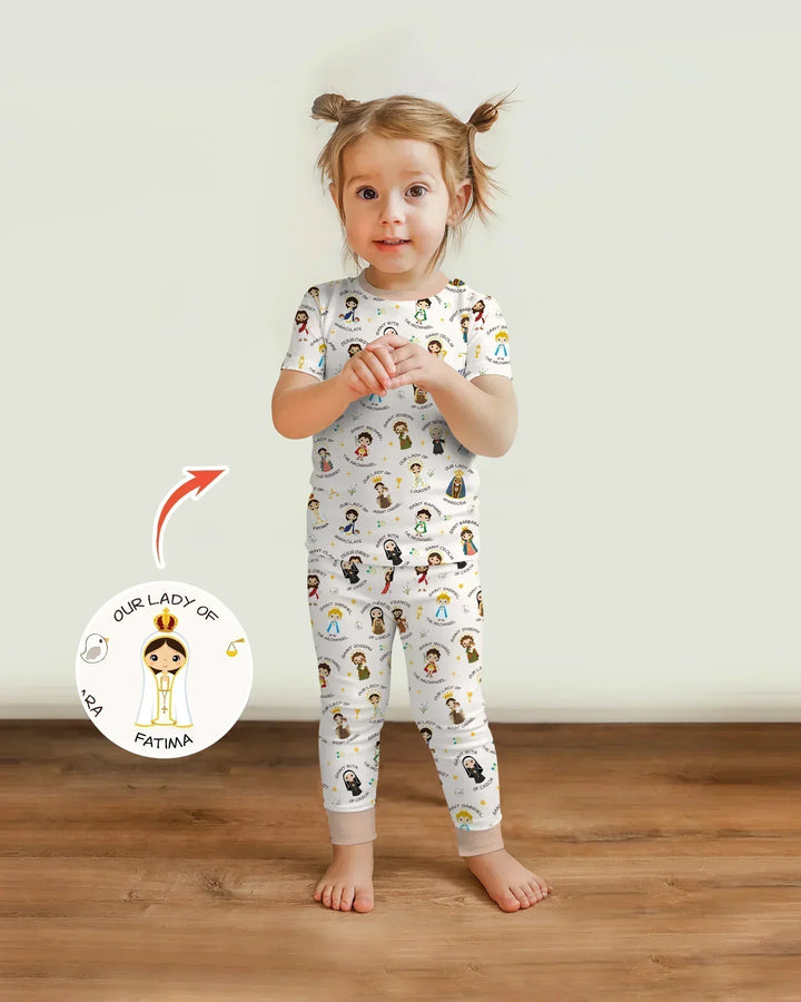 Pray For Us Family Matching Bamboo Two Piece Short Sleeve Pajama Set