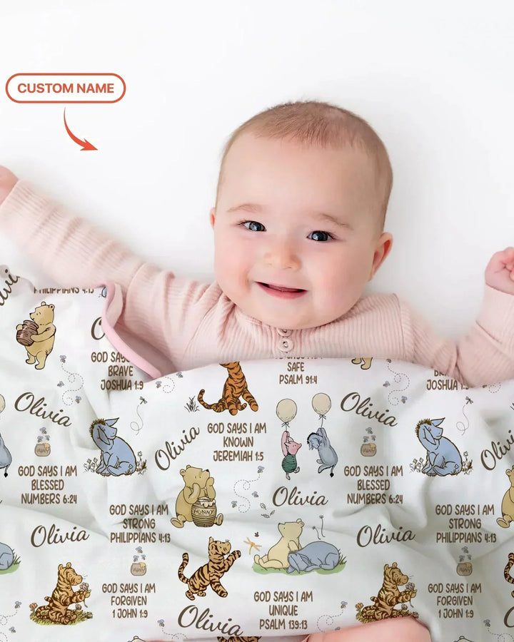 Custom Name God Says I Am Classic Bear Bamboo Blanket