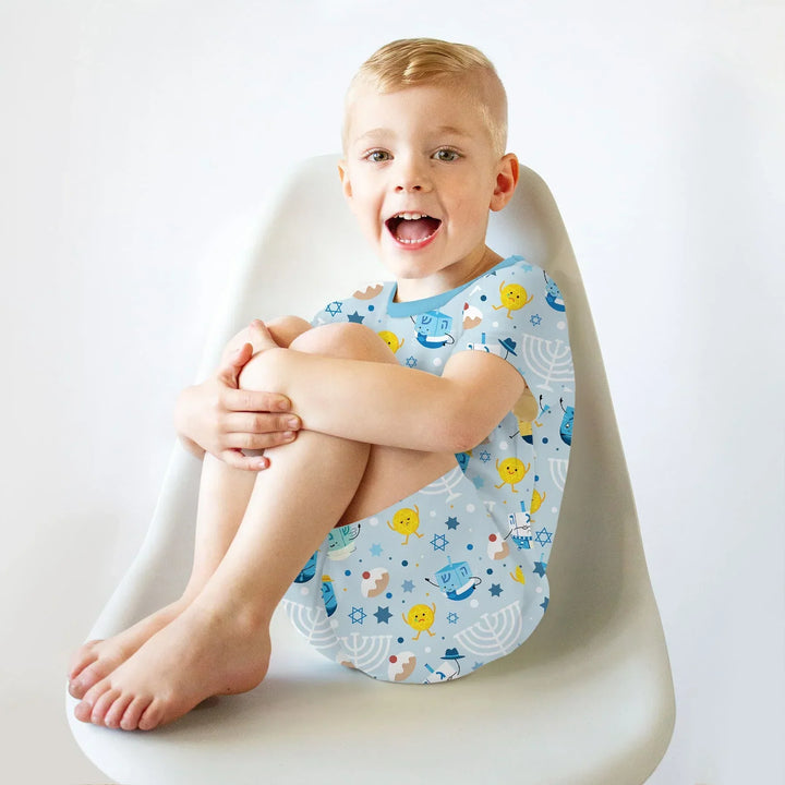 Hanukkah Little Dreidel Family Bamboo Two Piece Short Sleeve Shorts Pajama Set