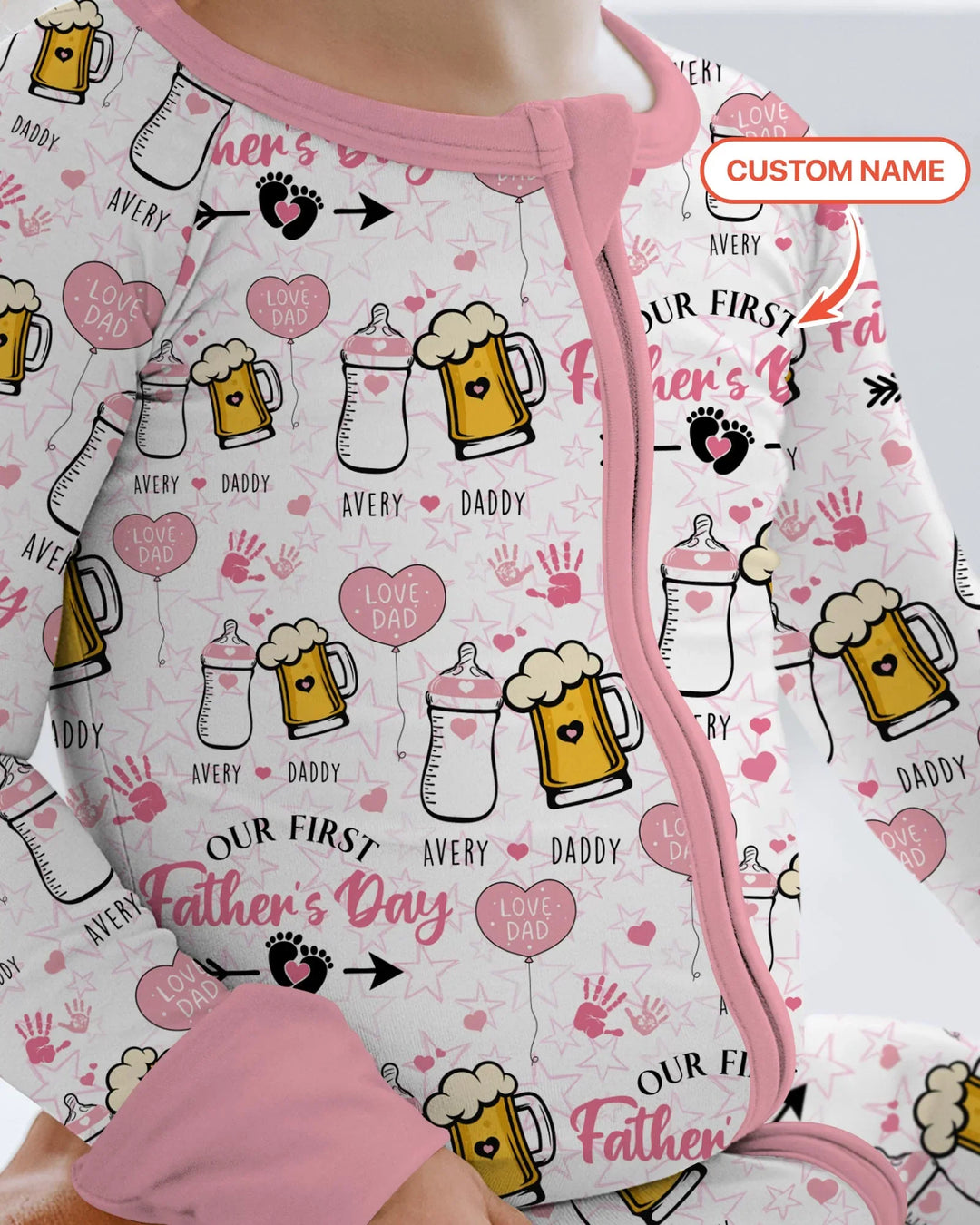 Custom Name First Father's Day Drink Bamboo Convertible Zippy