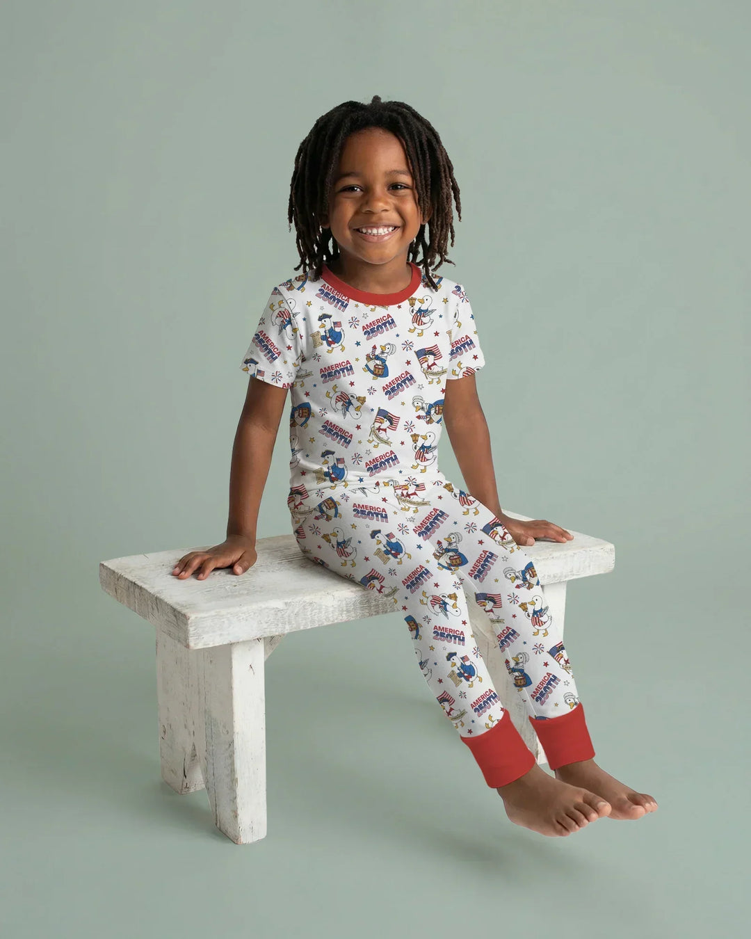 Patriotic Goose Celebrating 250 Years Bamboo Two Piece Short Sleeve Pajama Set