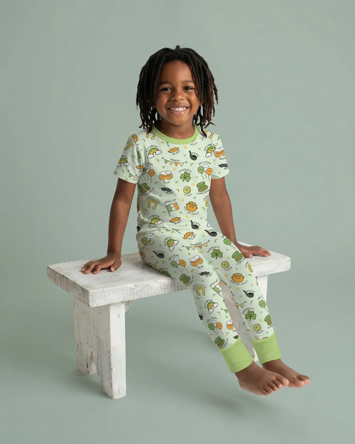 Kawaii St Patrick's Day Bamboo Two Piece Short Sleeve Pajama Set