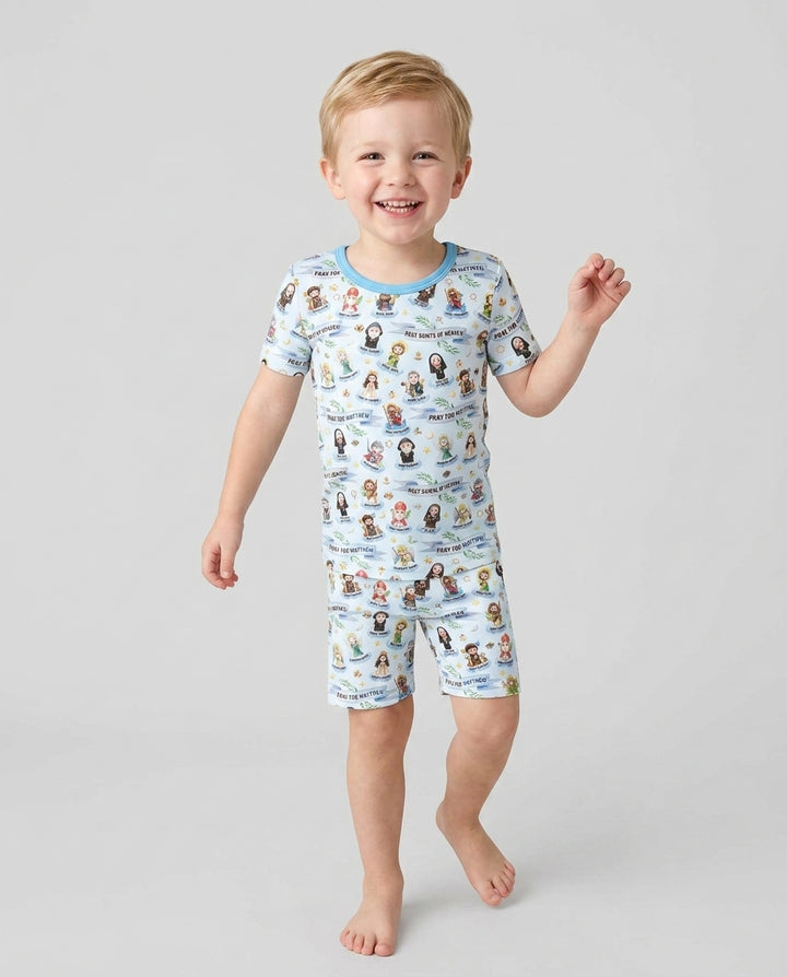 Holy Saints of Heaven Custom Name Bamboo Two Piece Short Sleeve Shorts Pajama Set