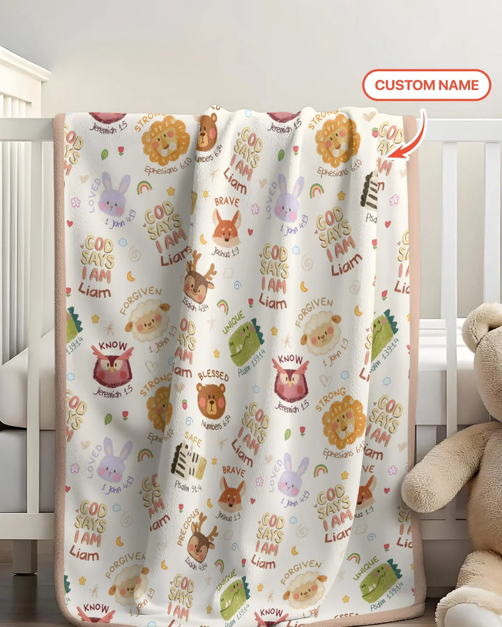 God Says I Am — Little Flock Custom Name Blanket