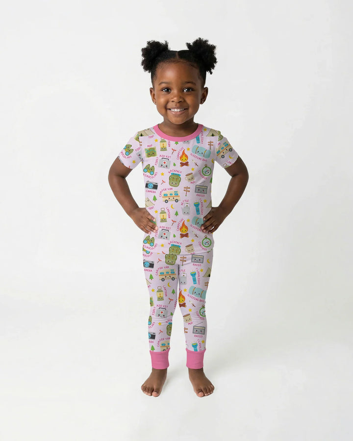 Little Camp Adventure Family Matching Two Piece Short Sleeve Pajama Set
