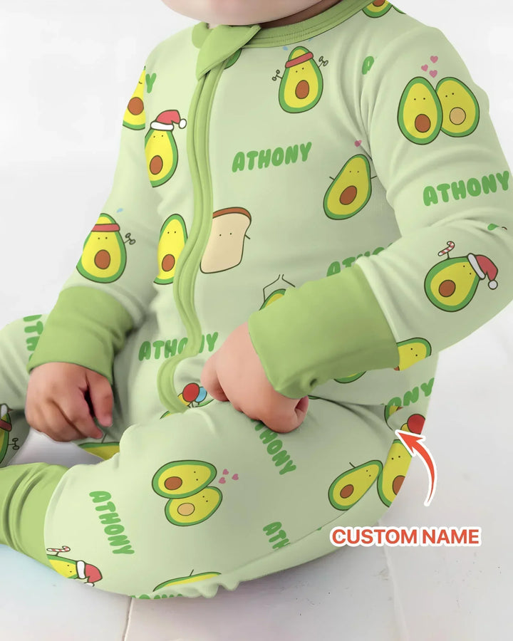 Custom Name Cute Avocado Bamboo Convertible Zippy