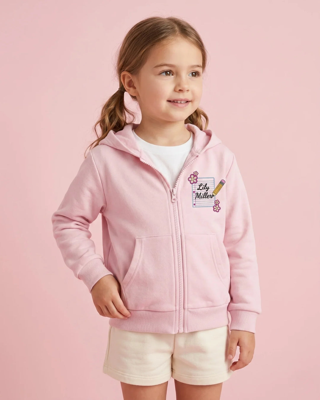 Custom Name Little Learner Label Embroidered Bamboo Zip Hoodie