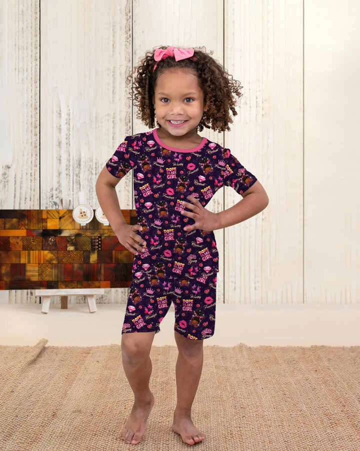 Dope Black Queen Bamboo Two Piece Short Sleeve Shorts Pajama Set