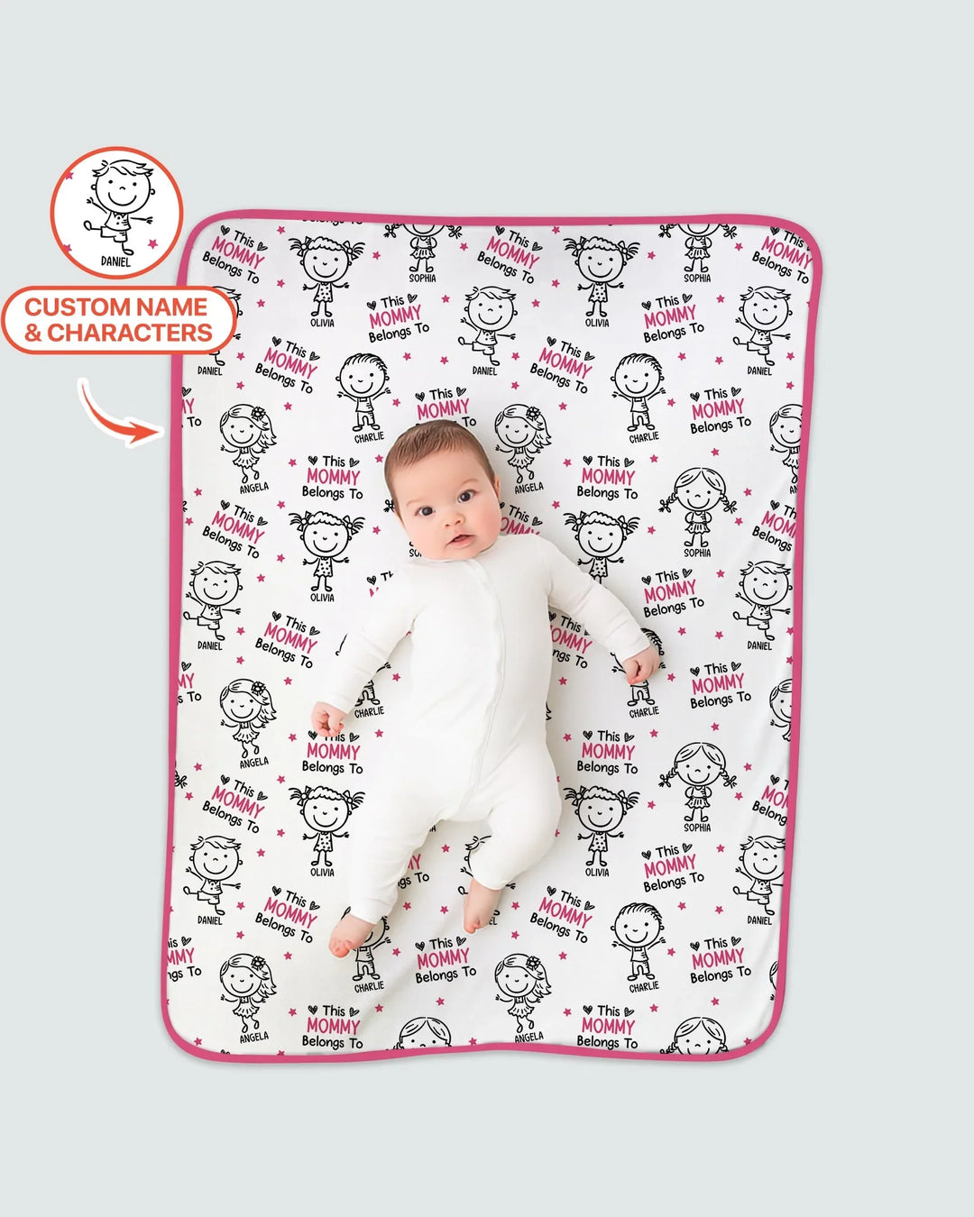 Custom Name "This Mommy Belongs To" Doodle Bamboo Blanket