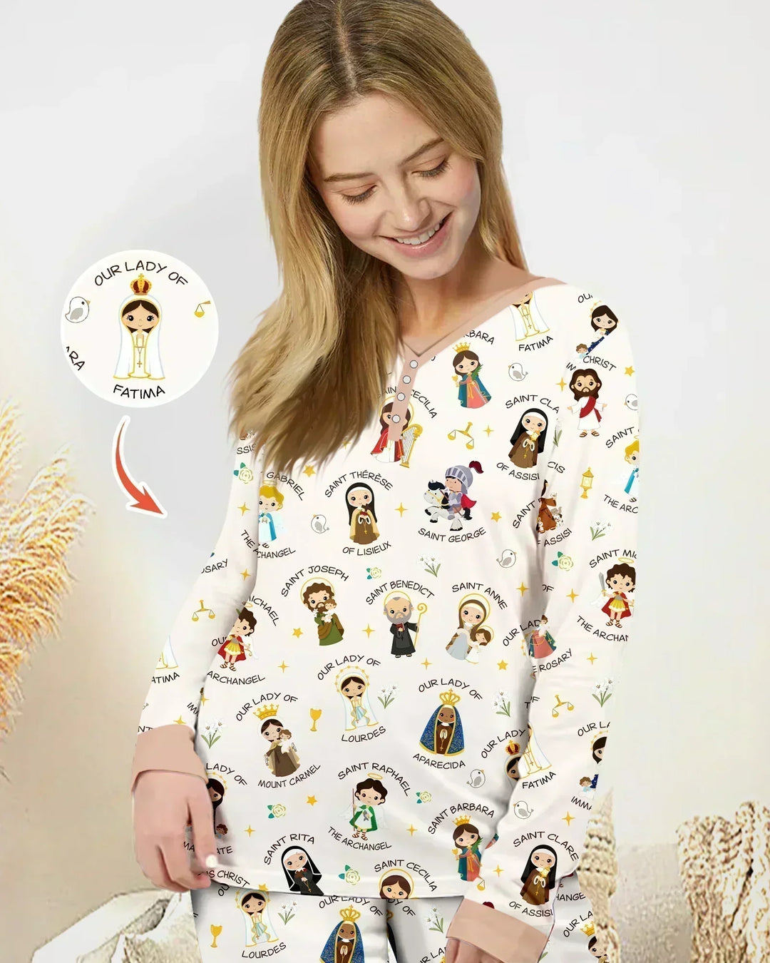 Pray For Us Family Matching Bamboo Women Pajama Set